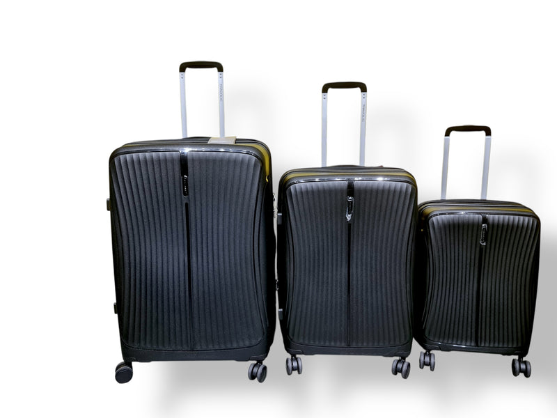 Black 3-Piece Hard Shell Luggage Set – Anti-Theft Zipper & Expandable