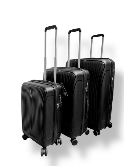 Black 3-Piece Hard Shell Luggage Set – Anti-Theft Zipper & Expandable
