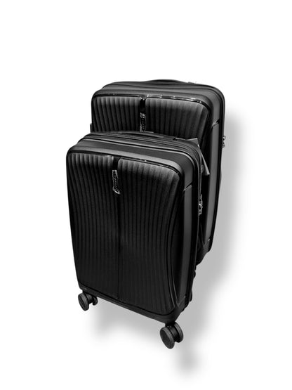 2-Piece Black Luggage Set – Expandable, Lightweight & Travel-Ready Design