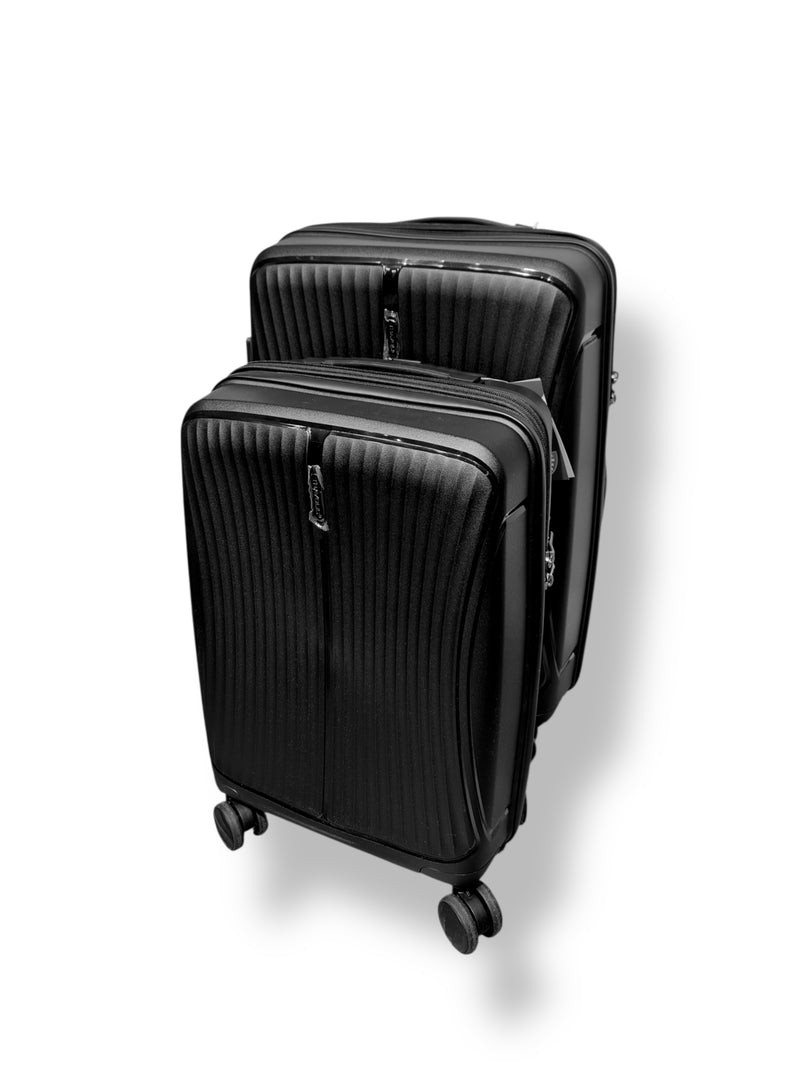 Black 2-Piece Trolley Luggage Set – Expandable with Anti-Theft Zipper