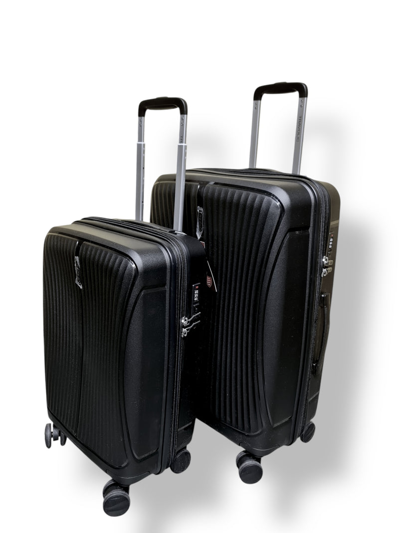 Black 2-Piece Trolley Luggage Set – Expandable with Anti-Theft Zipper