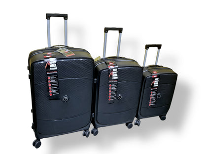 Dubai Power 3-Piece Hard Shell Luggage Set – Mega Strong – Black