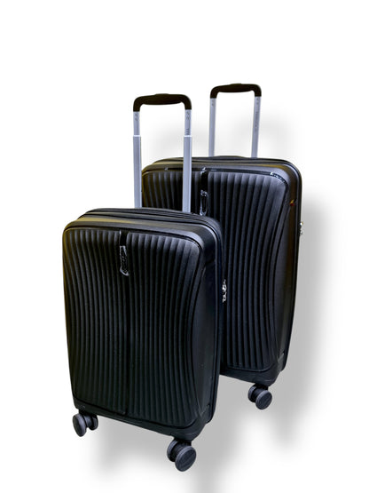 2-Piece Black Luggage Set – Expandable, Lightweight & Travel-Ready Design