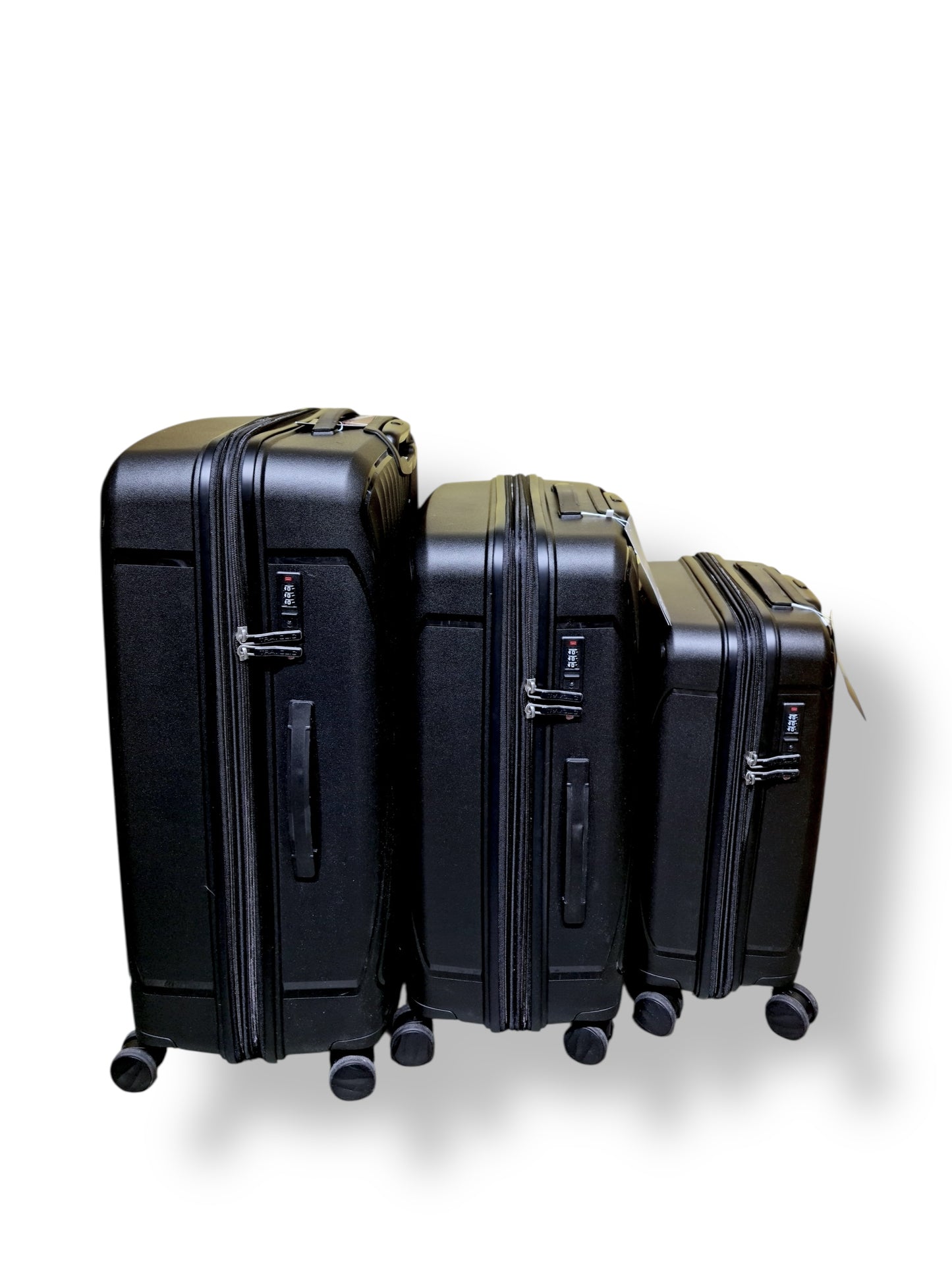 Black 3-Piece Hard Shell Luggage Set – Anti-Theft Zipper & Expandable