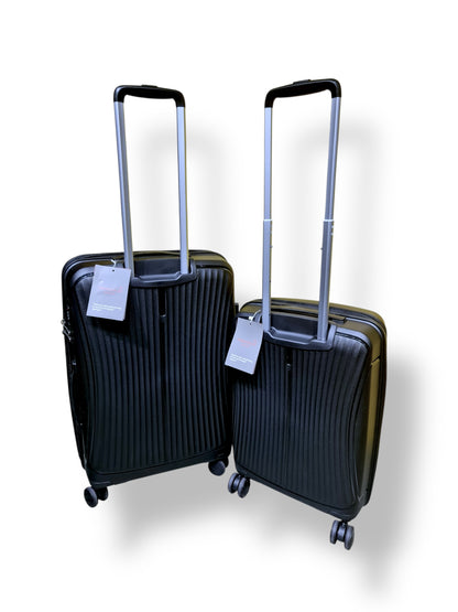 2-Piece Black Luggage Set – Expandable, Lightweight & Travel-Ready Design