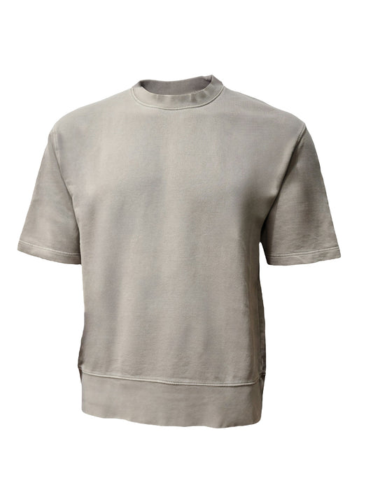 Unisex light brown oversized Bershka t-shirt with relaxed fit and short sleeves – front view on plain background

