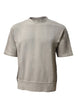 Unisex light brown oversized Bershka t-shirt with relaxed fit and short sleeves – front view on plain background

